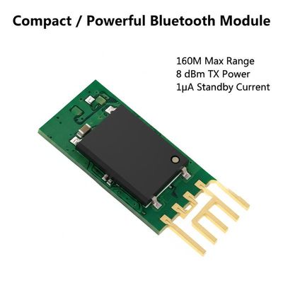 Kompaktny i mocny moduł Bluetooth 160M Max Range 8 dBm TX Power 1μA Standby Current
